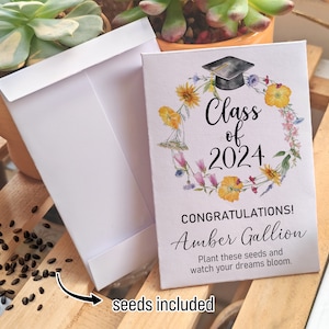 Graduation Blooming Future Seed Packets/Graduation Party Favors for Guests/Class of 2024/Senior 2024 Grad Party Seed Packet Favors with Seed