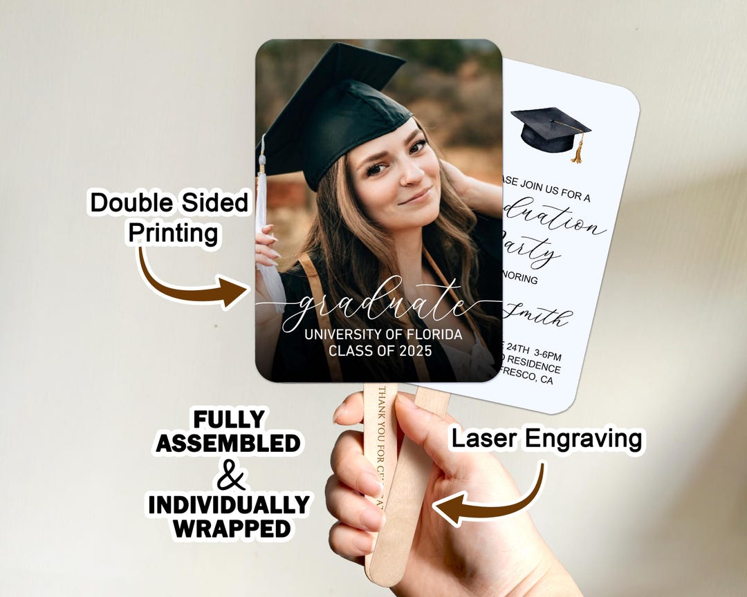 Graduation Handle Custom Graduation Photo Handle Fan in Bulk/graduation Party Favors ...
