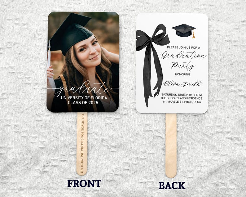 Graduation Follower Custom Graduation Photo Handle Fans/congrats Grad Hand Fans/class of ...
