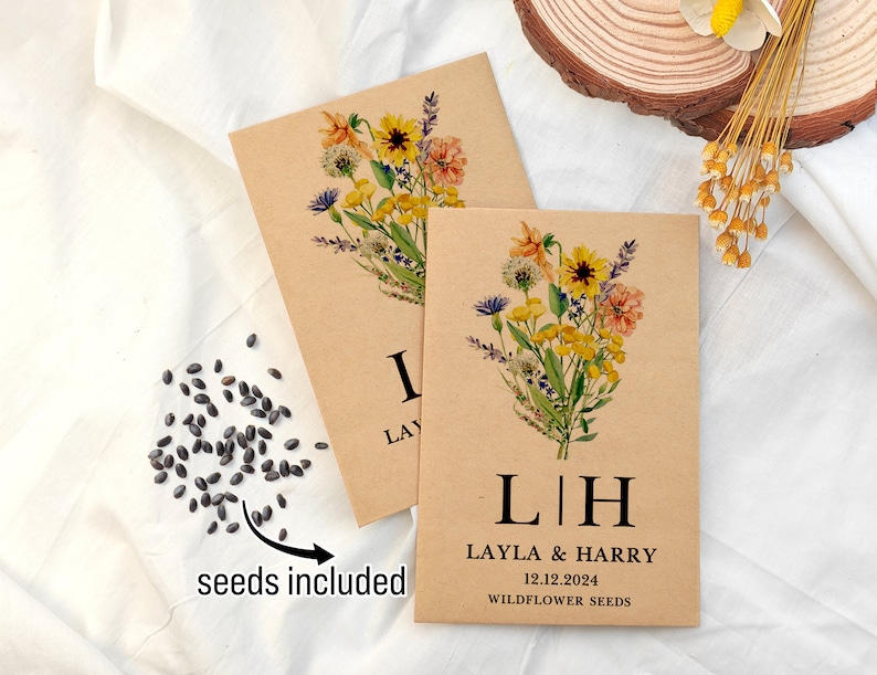 Wildflower Seed Packet Wedding Favors with Seed Included Personalized Seed Packets Favor for Bridal Shower Guest Wedding Seed Favors in Bulk image 6