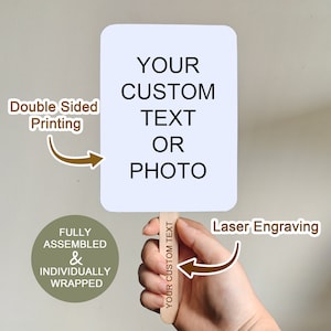 Custom Printed Photo Fans/Personalize with Your Logo or Design/Custom Business Logo Website Promotional Hand Fans/Graduation Fan/Wedding Fan