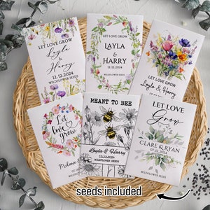 Wildflower Seed Packet Wedding Favors with Seed Included Personalized Seed Packets Favor for Bridal Shower Guest Wedding Seed Favors in Bulk image 2