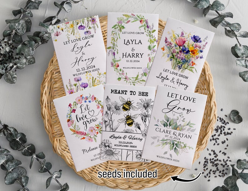 Wildflower Seed Packet Wedding Favors with Seed Included Personalized Seed Packets Favor for Bridal Shower Guest Wedding Seed Favors in Bulk image 2