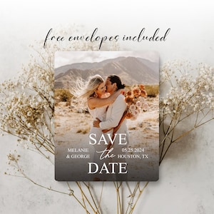 Save the Date Magnet Wedding Invitation with Photo Personalized Wedding Invitation Magnet Save the Date Template Invitation Card & Envelopes