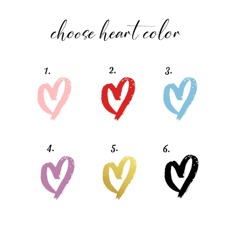 Puede incluir: Seis formas de coraz&oacute;n de diferentes colores para elegir. Los corazones son rosa, rojo, azul claro, morado, dorado y negro.