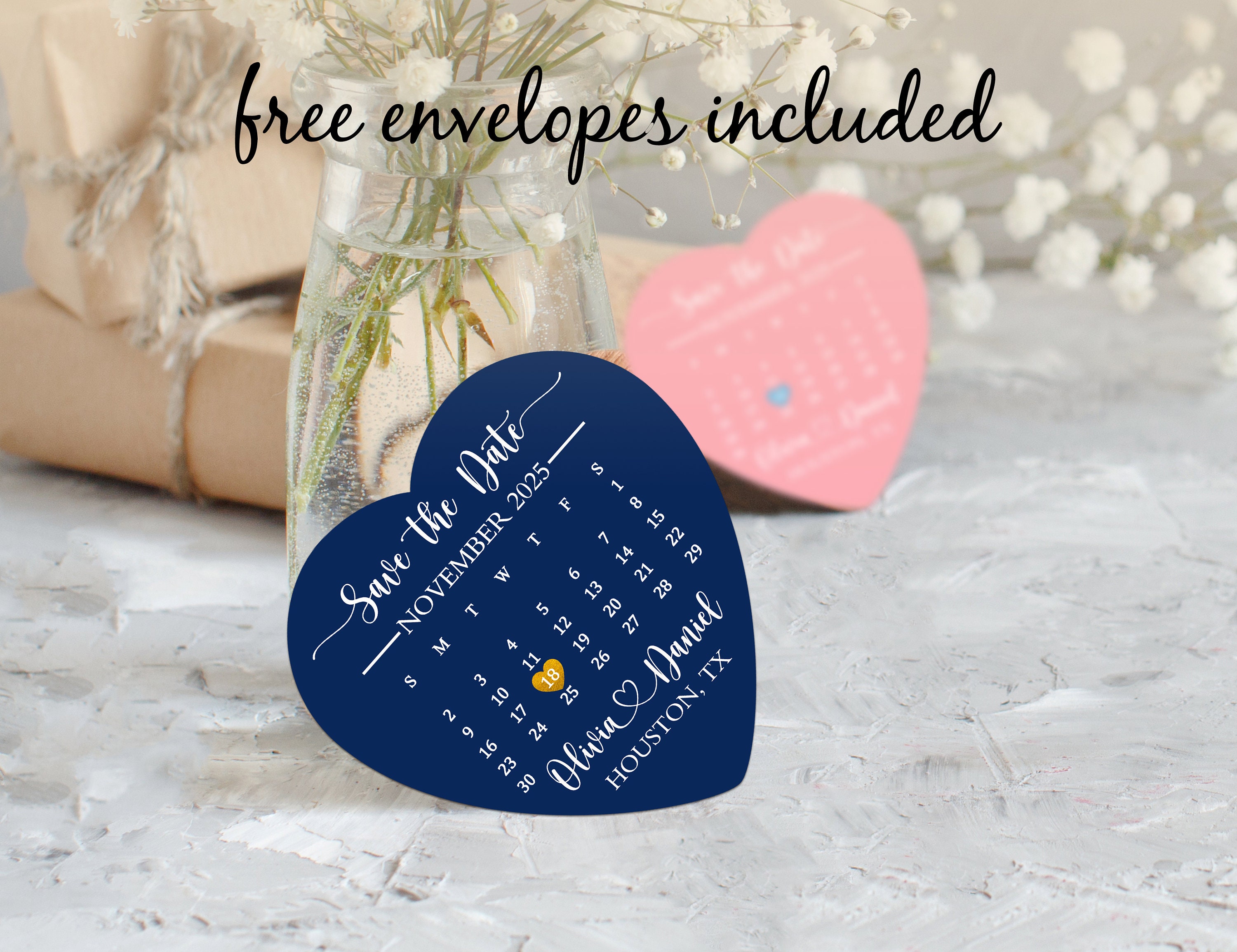 Heart Save the Date Calendar Magnet/calendar Invitation Magnets/wedding ...