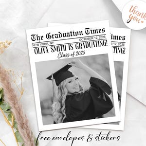 Class of 2025 Graduation Photo Magnet/Custom Newspaper Theme Fridge Magnets/Graduation Party Favors/Graduation Save the Date Magnets