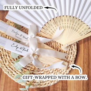 Sandalwood Fans for Guests/Wedding Favor Fans in Bulk/ Bridal Party Favors/Romantic Summer Wedding Special Event Fans/Hand Folding Fans image 3