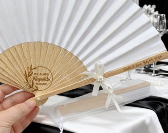 Custom Wedding Fan Favors/Wedding Ceremony Fans/Engraved Sandalwood Fans/Wedding Favor Fans for Guests