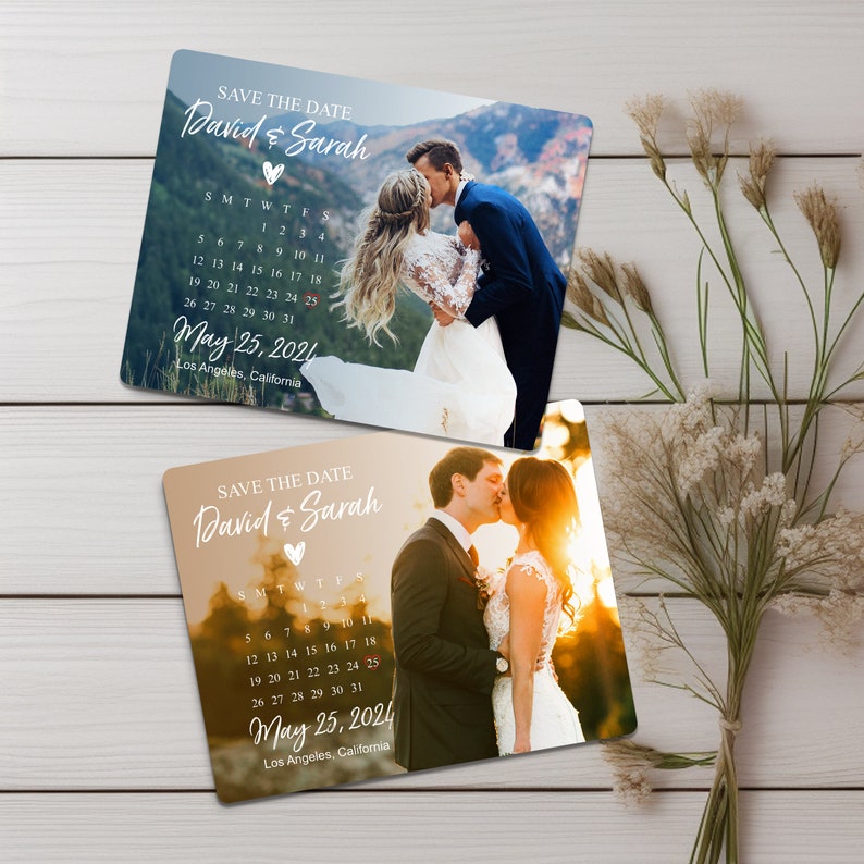 Custom Calendar Magnets Save the Dates Card Personalized Fridge Magnets with Picture + Free Envelope Save the Wedding Invitation Magnets image 3