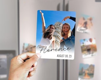 Custom Travel Photo Magnets Vacation Memory Photo Gifts for Friend Personalized Photo Printing Gift Holiday Fridge Magnet Gift for Parents