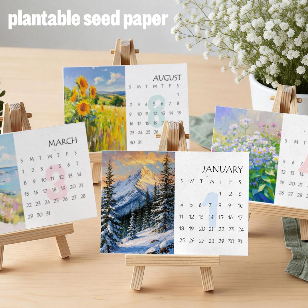 2026 Plantable Seed Paper Calendar – Personalized Desk Calendar With ...