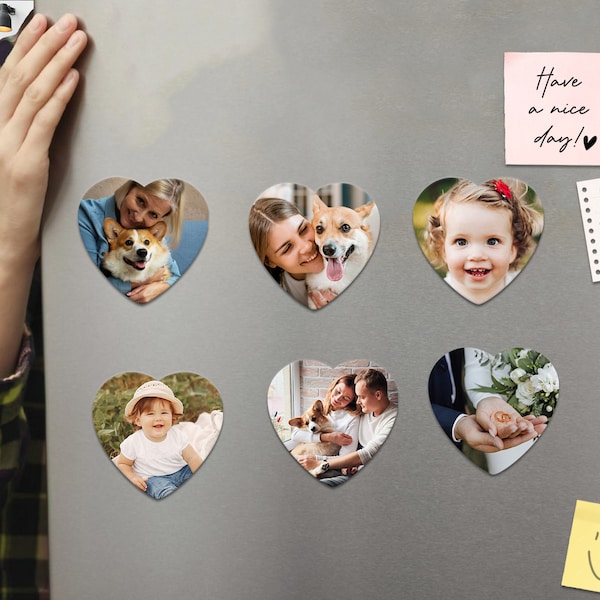 Custom Photo Magnets/Personalized Picture Magnet/Valentine’s Day Custom Heart Magnets/Family Photo Heart Magnet/Gift for Mom/Fridge Decor