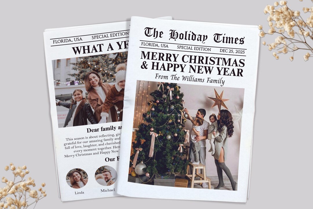 Year in Review Christmas Newspaper/editable Family Holiday Newsletter ...