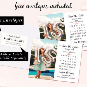 May include: Save the Date card for a Quincea&ntilde;era. The card features a silver number 15 balloon and a calendar with the date October 2025. The text "Save the Date" is written in a cursive font. The card is decorated with a pink crown and the text "For a Quincea&ntilde;era Honoring" is written in a bold font.