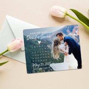 Custom Calendar Magnets Save the Dates Card Personalized Fridge Magnets with Picture + Free Envelope Save the Wedding Invitation Magnets image 5
