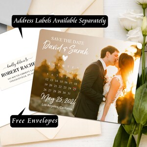 Custom Calendar Magnets Save the Dates Card Personalized Fridge Magnets with Picture + Free Envelope Save the Wedding Invitation Magnets image 2