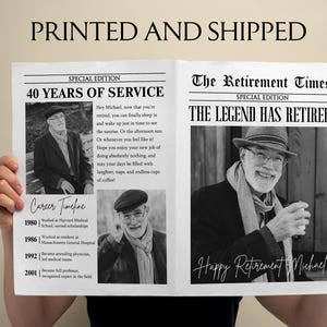 Printed & Shipped Retirement Newspaper/Gift For Retirement/Retirement Party Decoration/Work Anniversary Gift/Farewell Gift/Retirement Gift