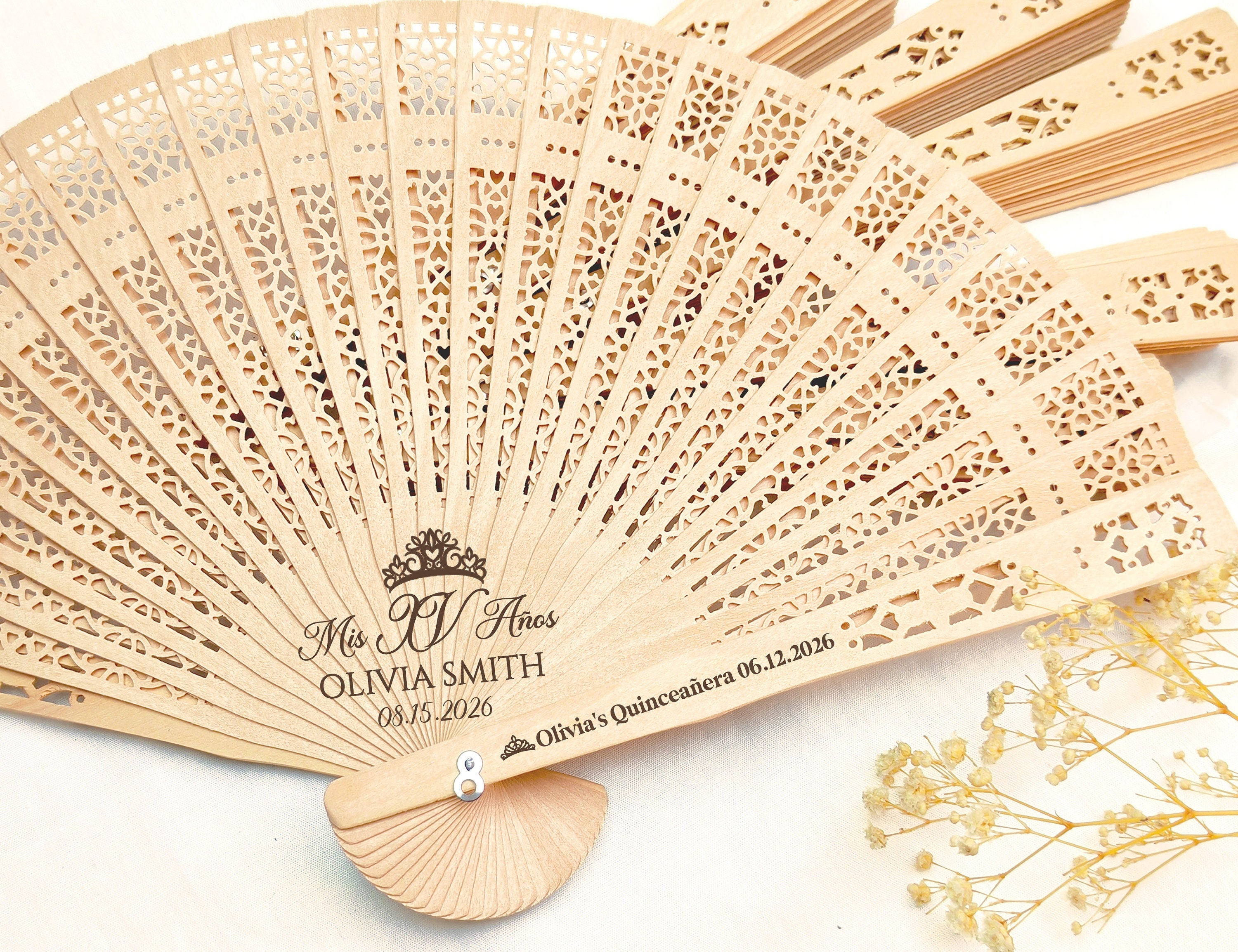 Hand Fans Quinceañera Party Fan Favors Mis Quince Favors Fans Quinceañera Favor for Guest Custom Hand Fans for Sweet 16 Gifts Sweet 15 Favor