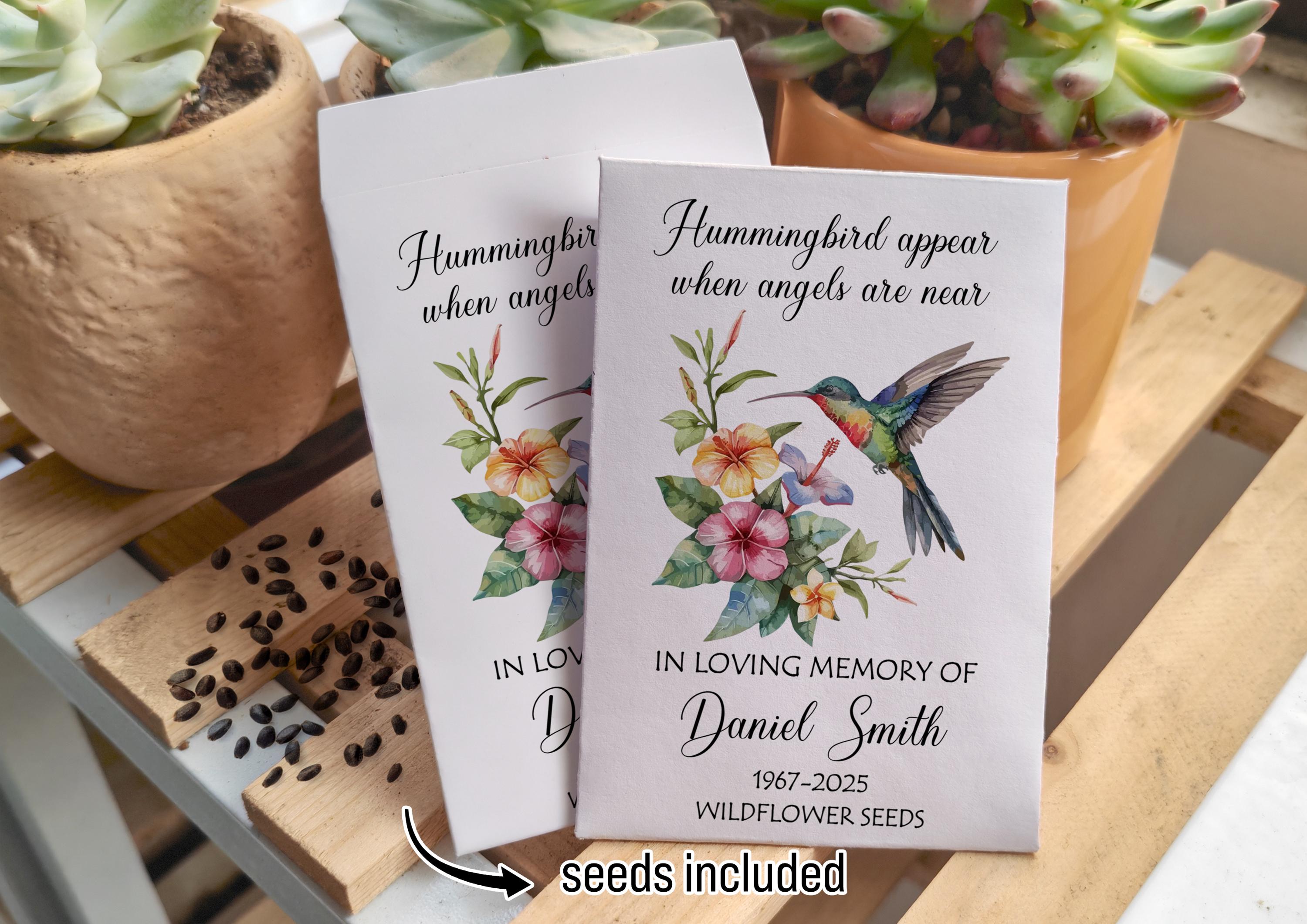 Hummingbird Funeral Seed Packet Favor/personalized Sympathy Gifts