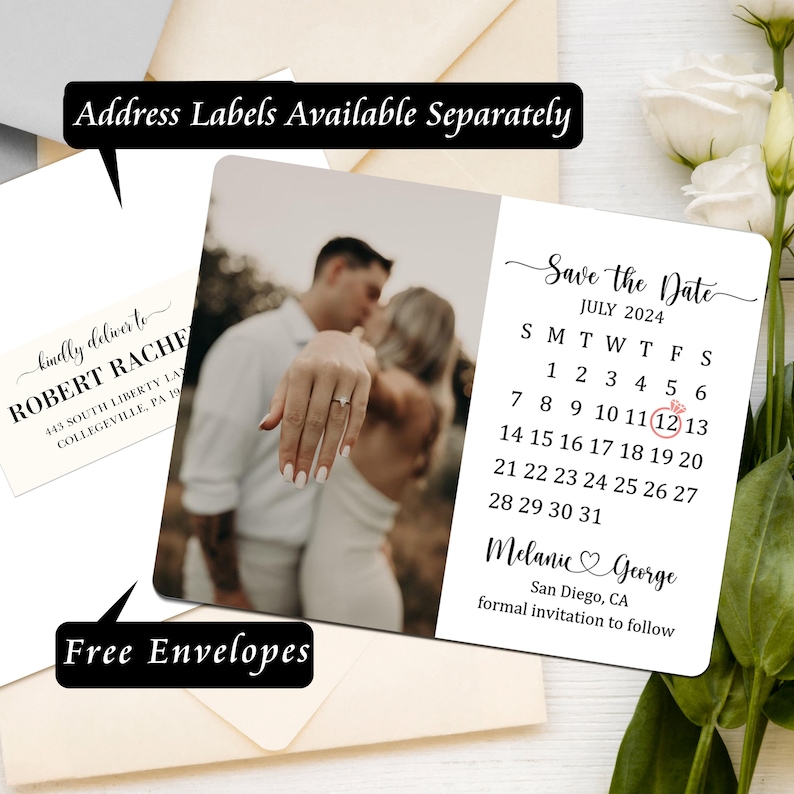Save the Date Calendar Magnet Photo Magnetized Save the Date Cards Personalized Photo Fridge Magnets Calendar Wedding Announcement Gifts image 5