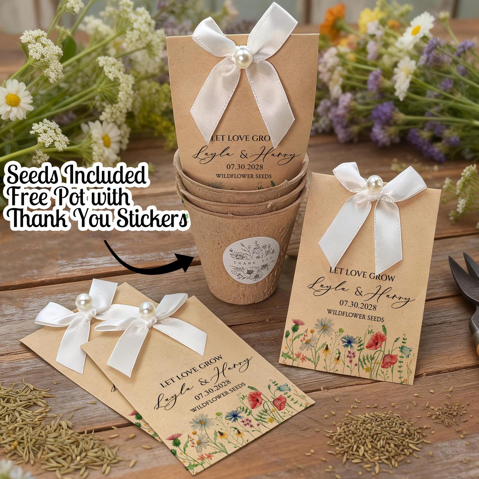 Personalized Wildflower Seed Packet Wedding Favors: Custom Seed Favors Personalized Wildflower Seed Packet Wedding Favors: Custom Seed Favors