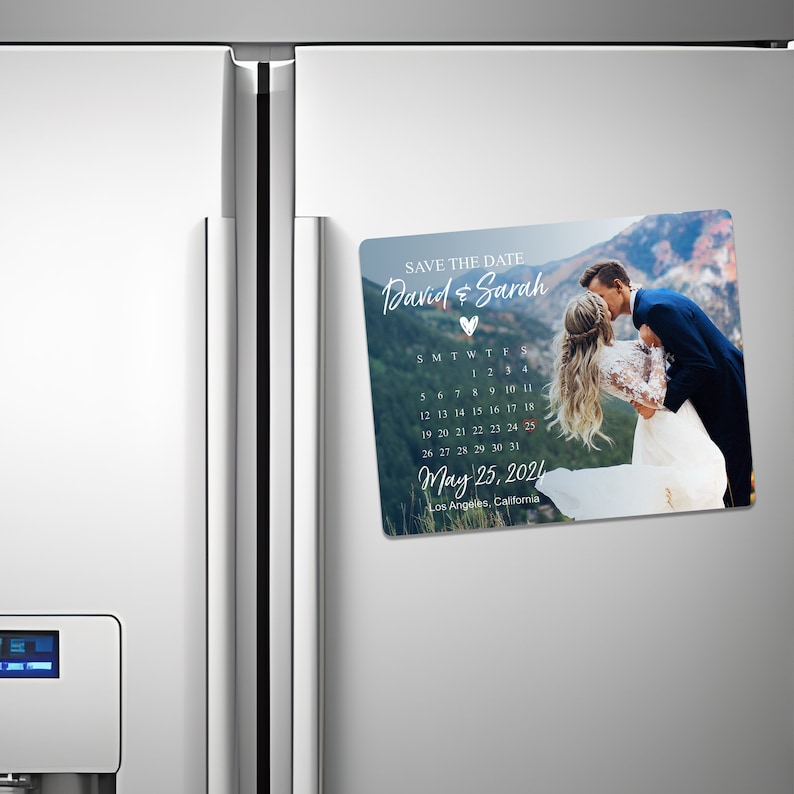 Custom Calendar Magnets Save the Dates Card Personalized Fridge Magnets with Picture + Free Envelope Save the Wedding Invitation Magnets image 4