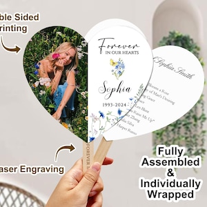 Custom Memorial Fan/Fully-Assembled Paddle Fan/Personalized Funeral Hand Fans/Memorial Service Programs Fans/Bulk Funeral Favors/Church Fans