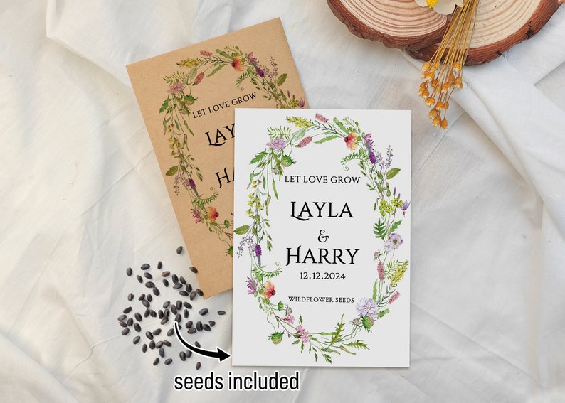 Wildflower Seed Packet Wedding Favors with Seed Included Personalized Seed Packets Favor for Bridal Shower Guest Wedding Seed Favors in Bulk image 3