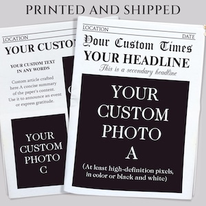 CUSTOM Printed Shipped Newspaper/Editable Large Newspaper/Personalized Newspaper For Special Event/Anniversary Newspaper/ Birthday Newspaper