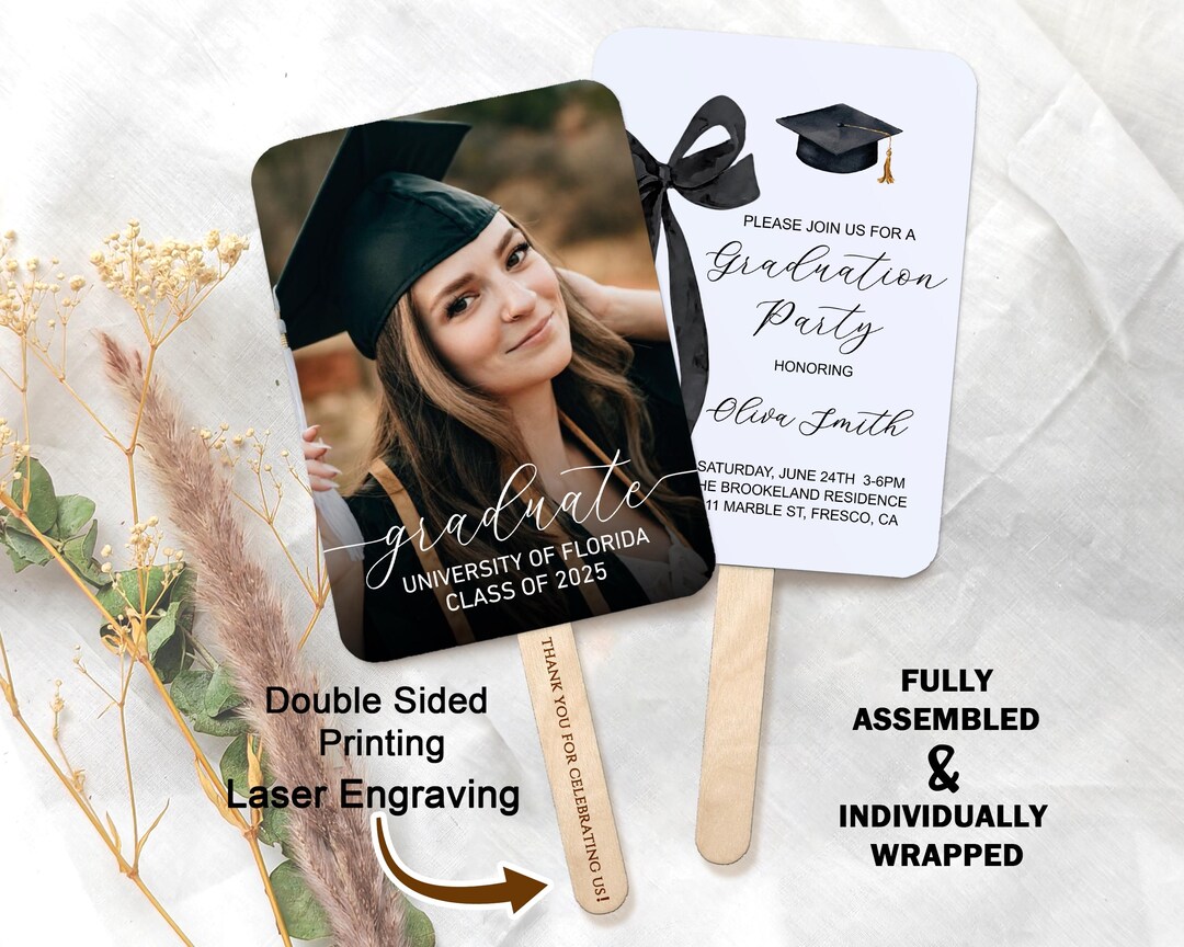 Graduation Handle Custom Graduation Photo Handle Fans/congrats Grad Hand Fans/class of ...