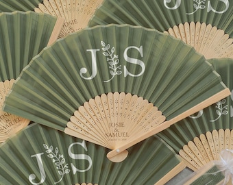 Custom Monogram Wedding Fans, Bulk Silk Hand Fans for Guests, Bridesmaid Gifts, Special Event Favors, Summer Wedding Hot Day Wedding Fans