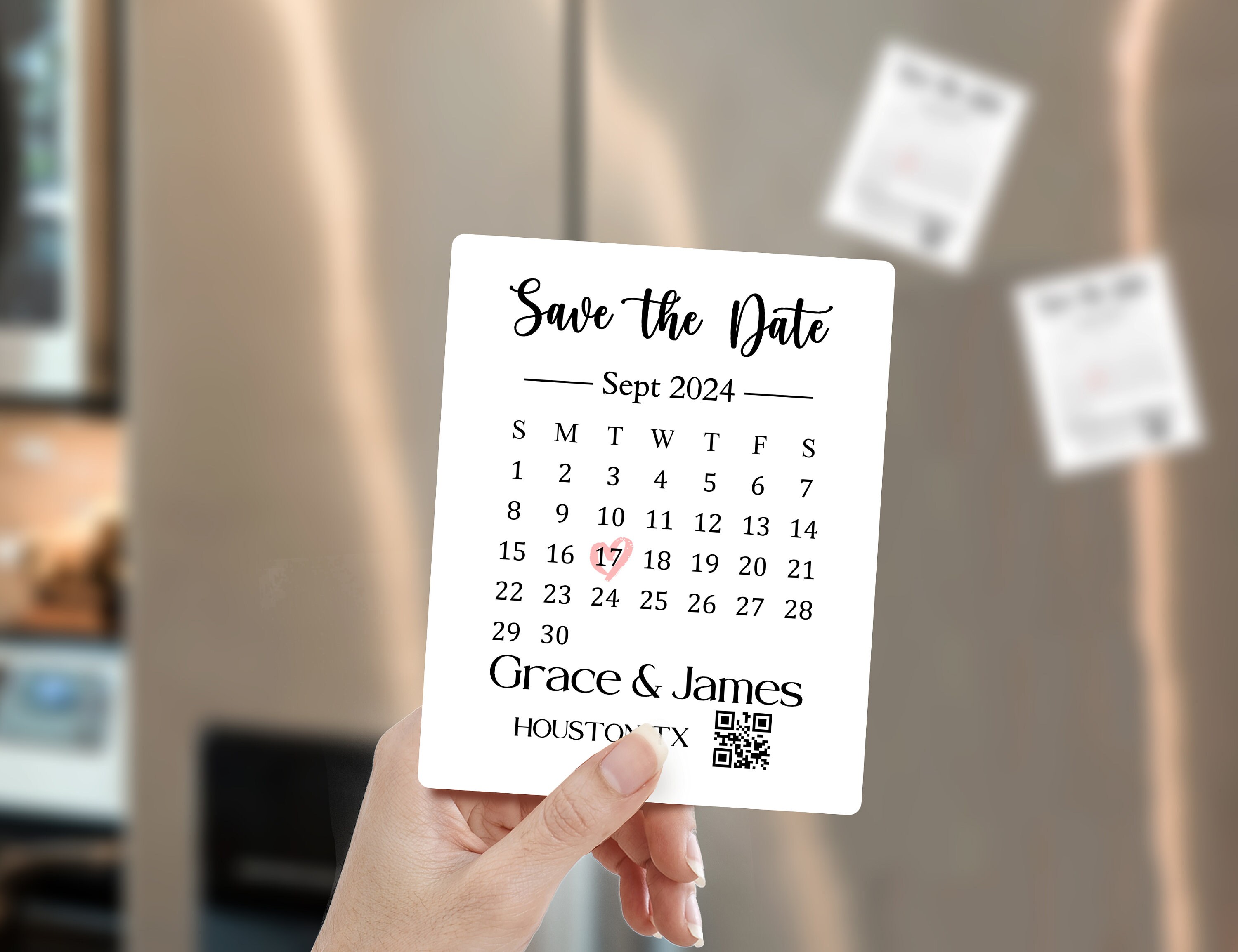 QR Code Save the Date Magnets Calendar/custom Wedding Magnets Save the ...