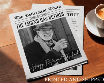 Custom Retirement Newspaper/Retirement Party Decoration/Work Anniversary Gift/Farewell Gift/Retirement Gift/Printed and Shipped Newspaper