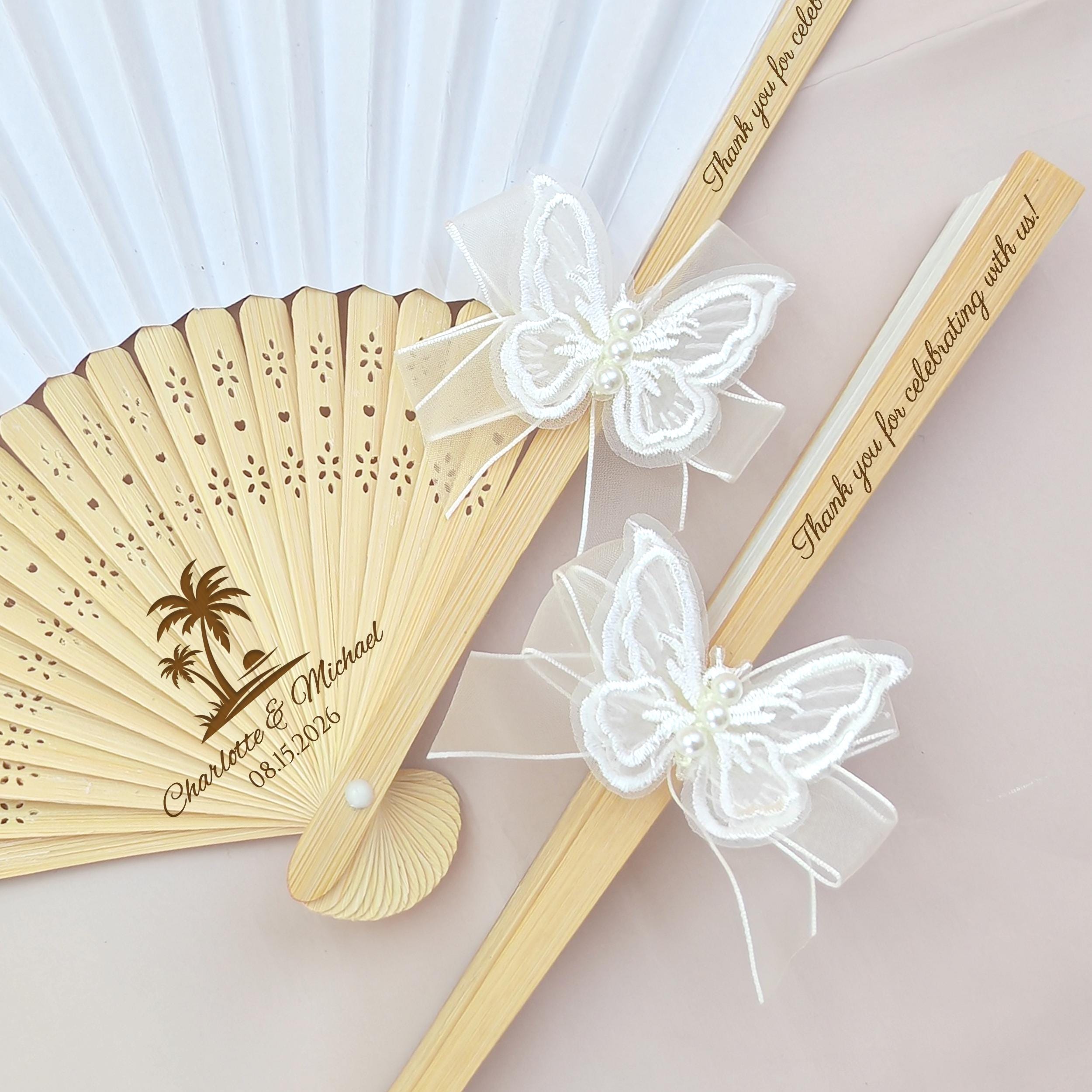 Finally プレートセット 25th THANK YOU FAN! Tropical Palm Wedding Fans/custom Summer Beach Wedding Favors