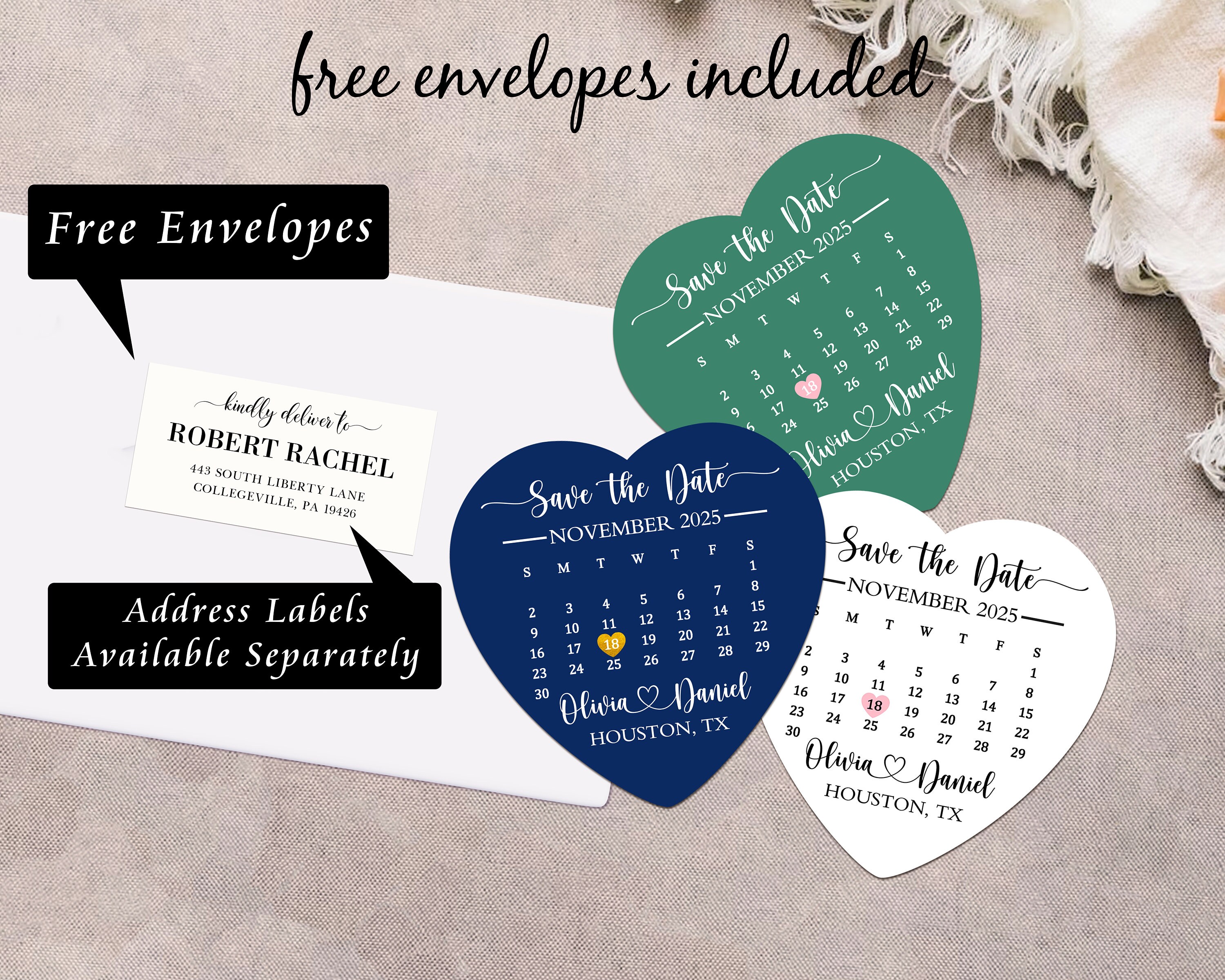 Heart Save the Date Calendar Magnet/calendar Invitation Magnets/wedding ...