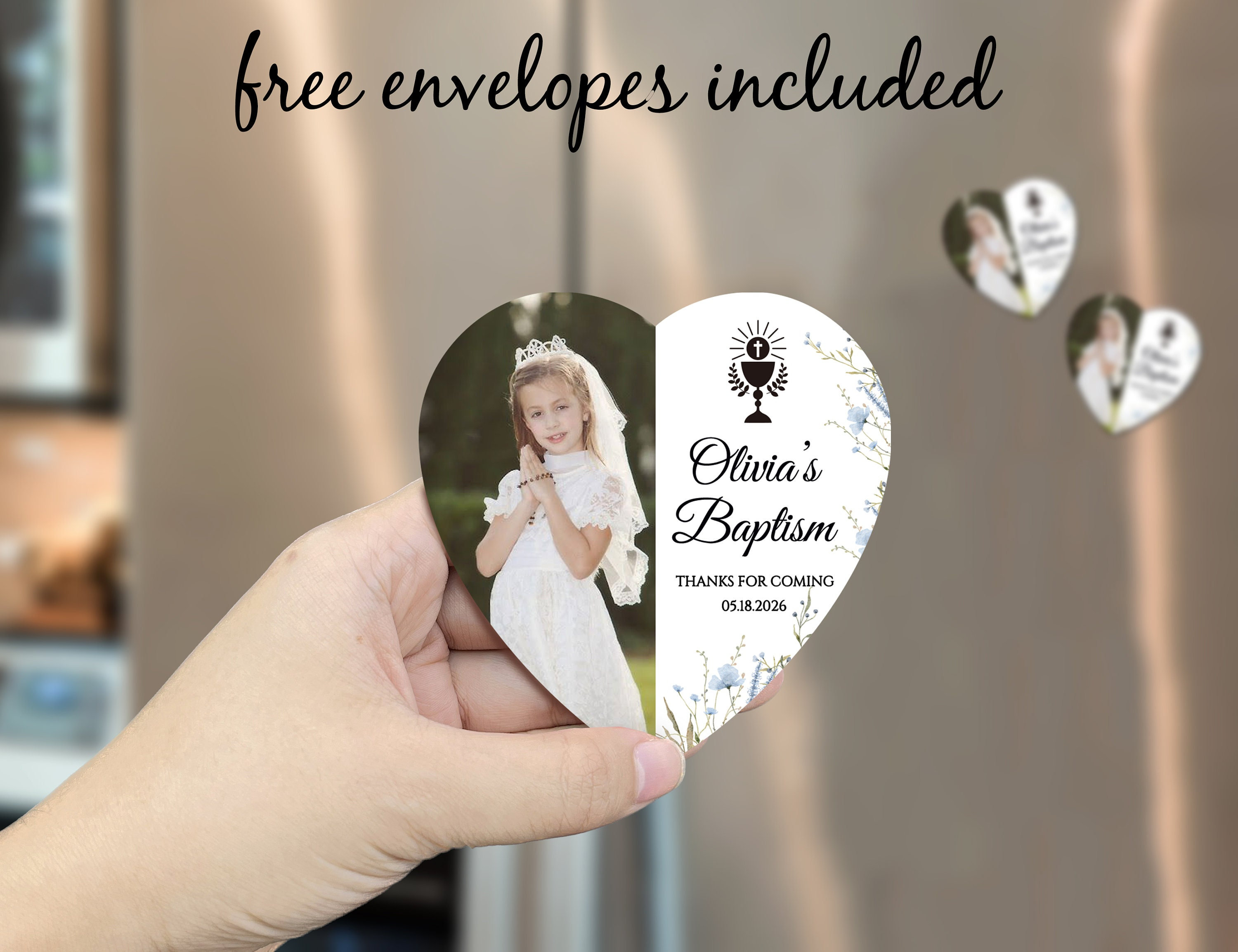 Baptism Photo Magnets/Baptism Magnet Favors for Guest/First Communion Gifts/Customizable Christening Favors/Baptism Favors/Favor De Bautizo