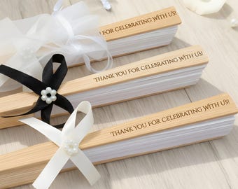 Sandalwood Hand Fan – Personalized Wedding Favor with Custom Monogram