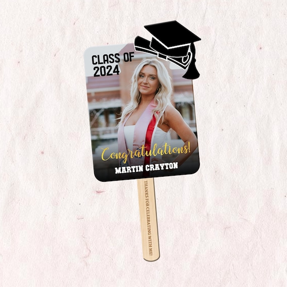 20 Grad Paddle Fans/Graduation Fans/Personalized College or High School Double-Sided Printed Photo Fan/Custom Grad Fans/Graduation Fan 2026