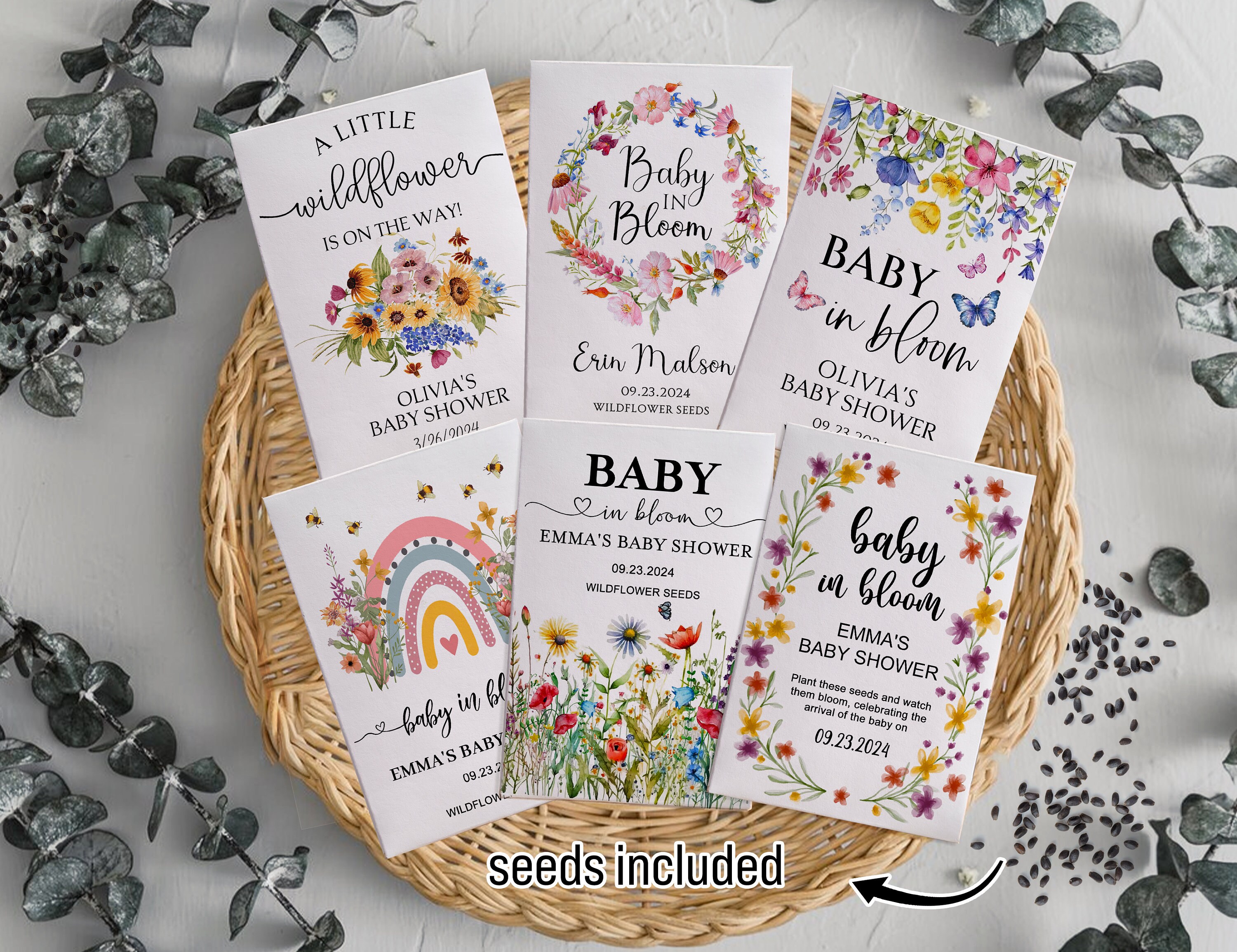 Baby Shower Decorstions Fumete 50 Pcs Baby In Bloom Seed Packet