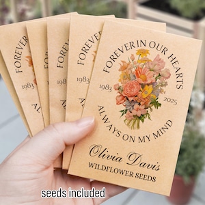 Memorial Seed Packet Favors in Bulk/Custom Memorial Wildflower Seed Packets/Forget Me Not Memorial Seeds/Funeral Favors/Celebration of Life