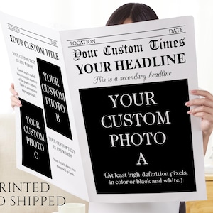 Printed and Shipped Personalized Newspaper/Custom Newspaper for Anniversary,New Business,Retirement,Bridesmaid Proposal,Wedding,Birthday