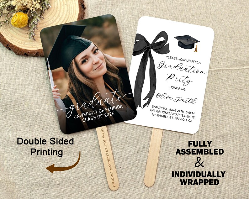 Graduation Handle Custom Graduation Photo Handle Fans/congrats Grad Hand Fans/class of ...