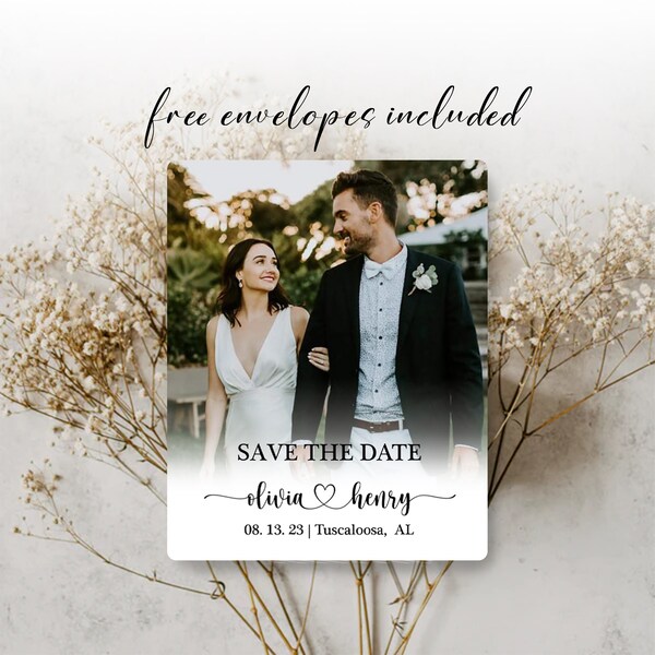 Save the Date Photo Magnets Personalized Wedding Photo Magnet Invitations Wedding Invitation Cards Save the Date Template with Photo