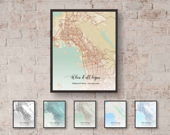 Where it All Began Map DIGITAL DOWNLOAD/Memory Map/Anniversary Gift For Couple Map/Where We Met Map/Engagement Map Print Gift/First Date Map