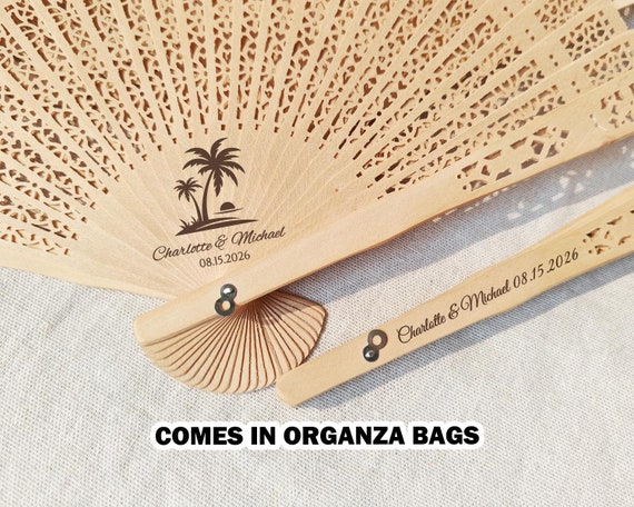 Tropical Palm Wedding Fans Custom Beach Wedding Favors Hawaii Florida Mexico Punta Cana Dominican Republic Puerto Rico Wedding Ceremony Fans