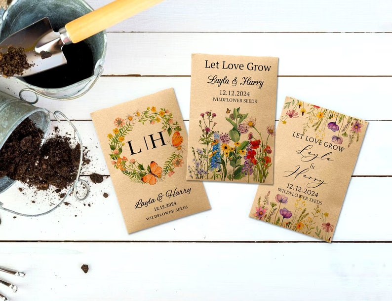 Wildflower Seed Packet Wedding Favors with Seed Included Personalized Seed Packets Favor for Bridal Shower Guest Wedding Seed Favors in Bulk image 7