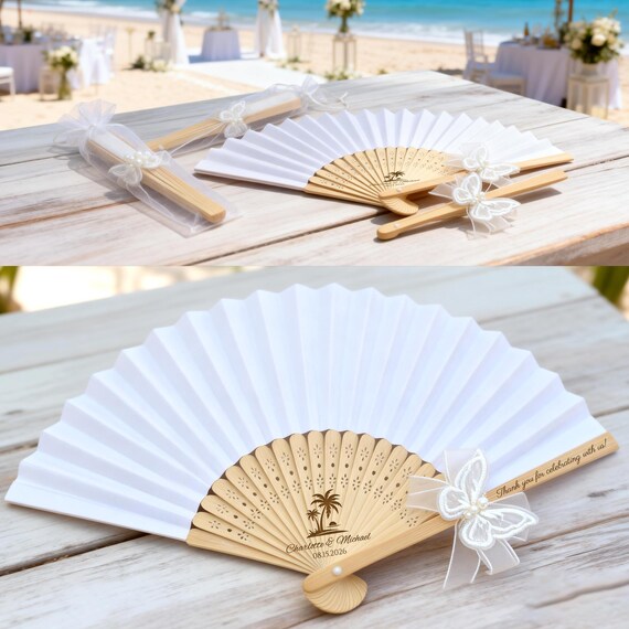 Tropical Palm Wedding Fans/custom Summer Beach Wedding Favors