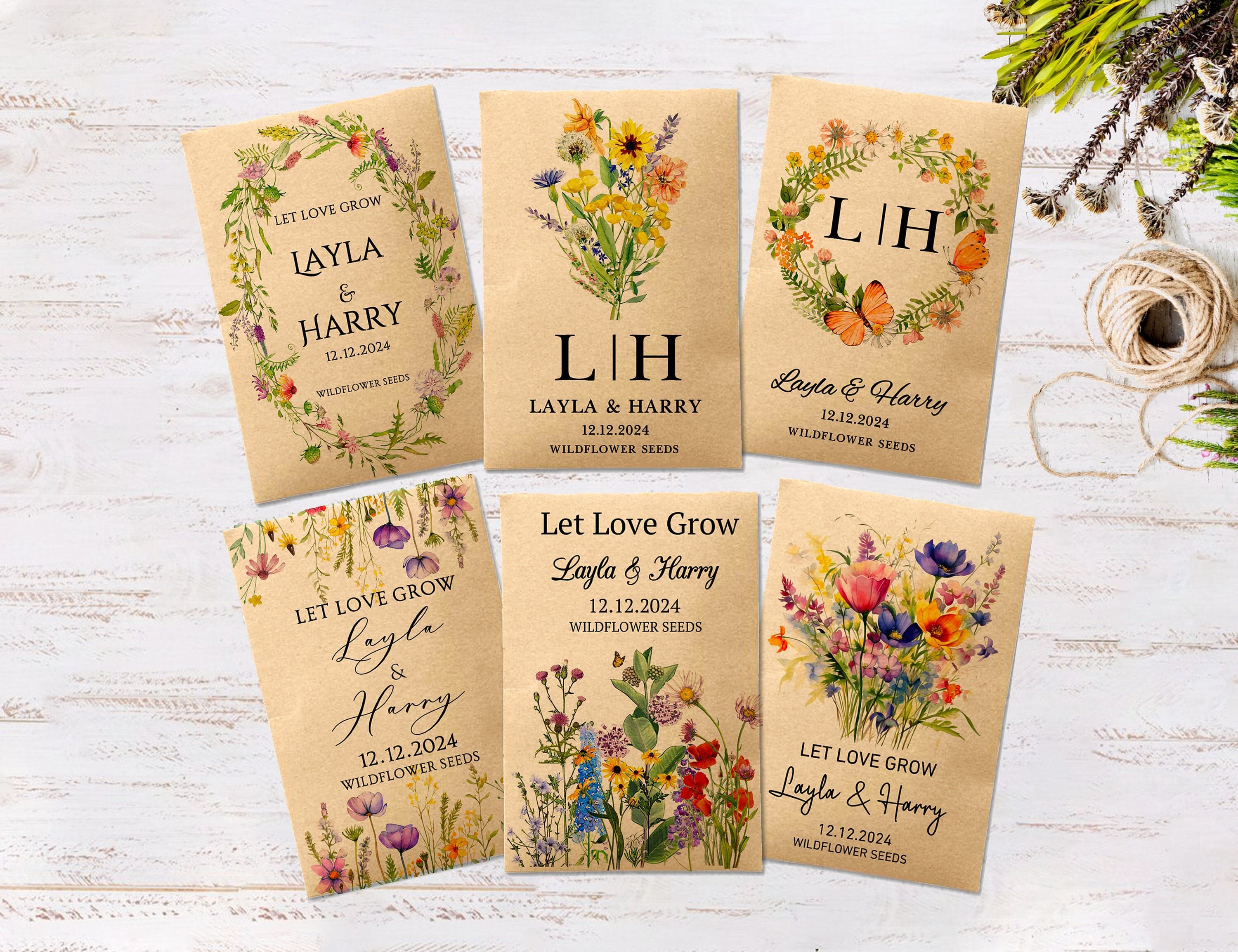 Wildflower Seed Packet Wedding Favors with Seed Included Personalized Seed Packets Favor for Bridal Shower Guest Wedding Seed Favors in Bulk