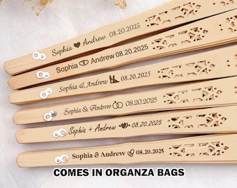 Personalized Engraved Hand Fans/Custom Wooden Wedding Fans/Laser Engraved  Sandalwood Wedding Fans/Personalized Fans for Wedding/Guest Gifts